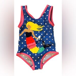 Blue and Pink One Piece Swim with Nautical Theme – rainbow scalloped mermaid